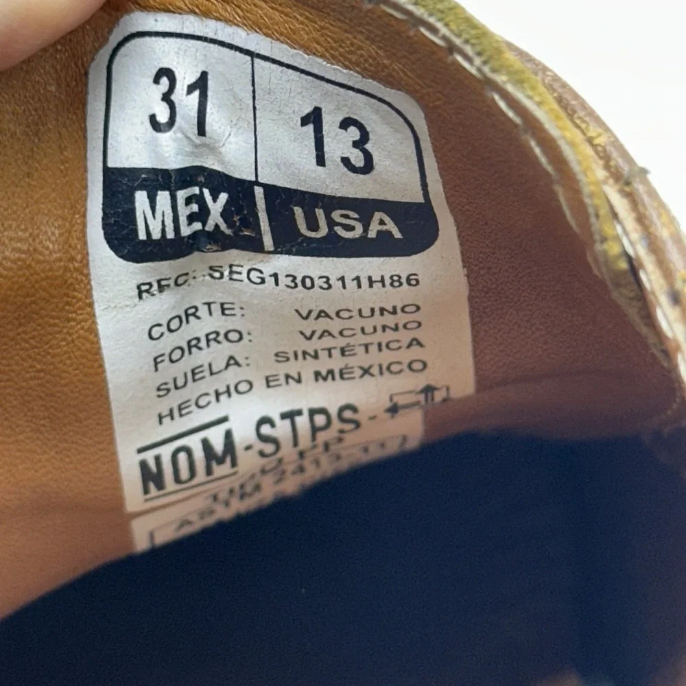 Proxon Mens 13 Brown Leather Steel Toe Wingtip Oxford Dress Shoes Comfort‎